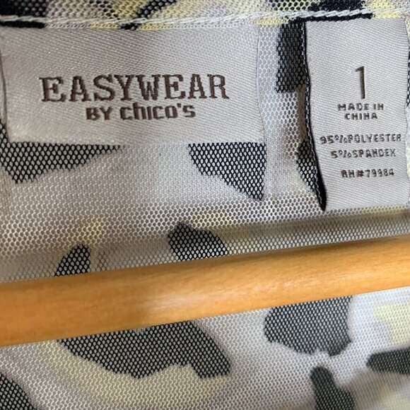 Chicos Easywear Sheer Animal Print Blouse Medium Tan Brown Fall Top - Picture 10 of 10